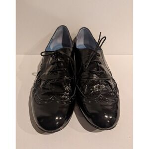 Biala Shoes Womens Size 9M Black‎ Patent Leather Lace Up Oxford Made in Italy